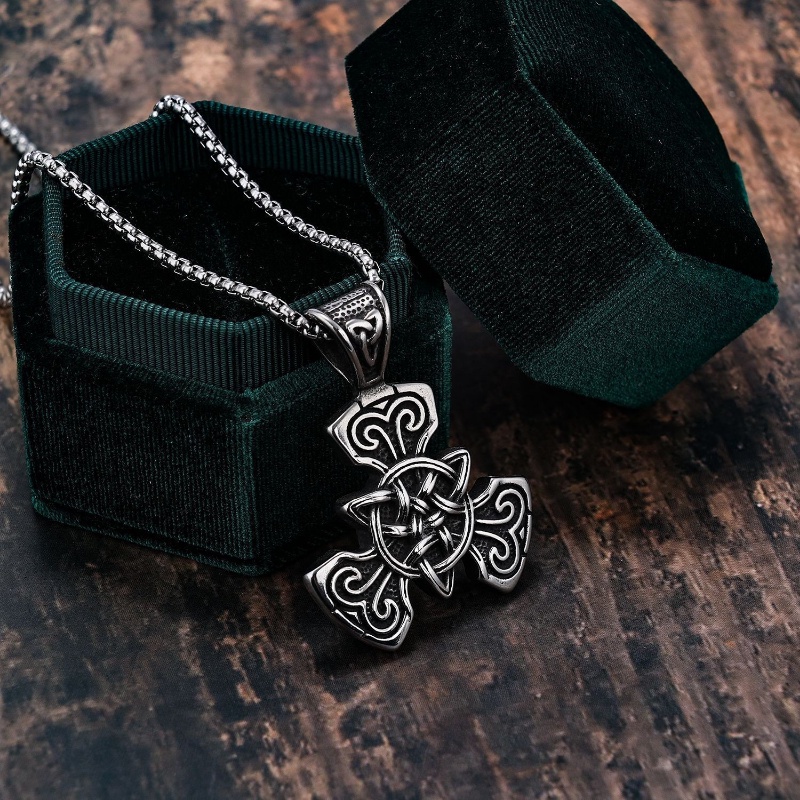 [X C Kalung] Baru Perak Hip Hop Punk Vintage Viking Koleksi Celtic Twist Pendant Kalung Untuk Pria Dan Wanita Hadiah Liburan Perhiasan