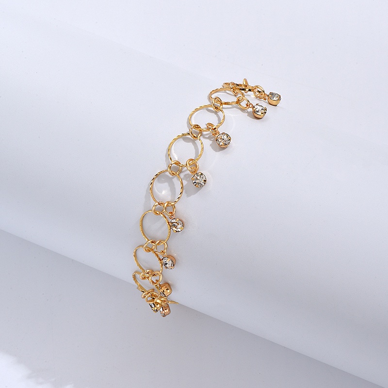 Gelang Kaki Geometris Bahan Alloy Berlian Imitasi Korea Untuk Wanita