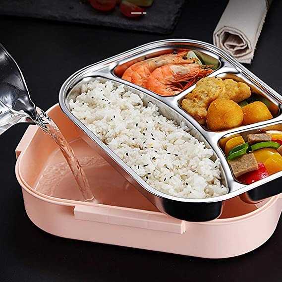 UPORS Kotak Makan Insulasi Leak Proof Stainless Steel Lunch Box 3 Grid - UP3 ( Al-Yusi )