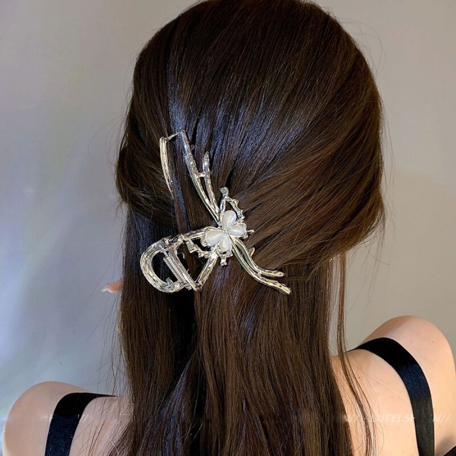 Baru Logam Kristal Kupu-Kupu Klip Rambut Hair Claw Woman Fashion Hairpin Ponytail Holder Aksesoris Rambut