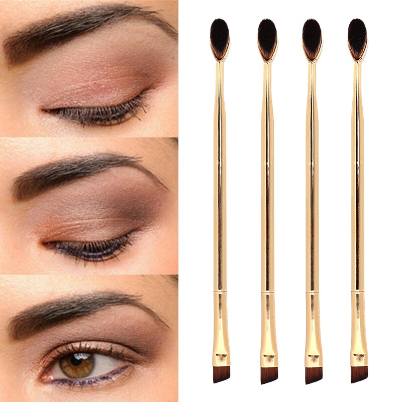 1pc Portable Double-ended Foundation Brush Eye Shadow Hidung Contour Brush Makeup Brush Cream Puff Sikat Alis Makeup Alat