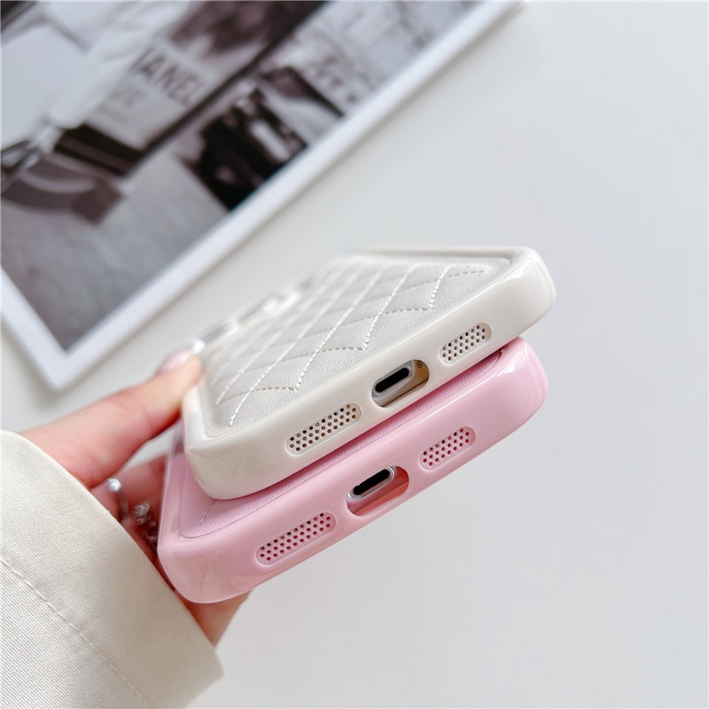 Lambskin Kotak-Kotak Motif Berlian casing Ponsel Kompatibel Untuk iphone14 13 12 11promax x xs xr xsmax shockproof Dengan film Pelindung Lensa back cover casing