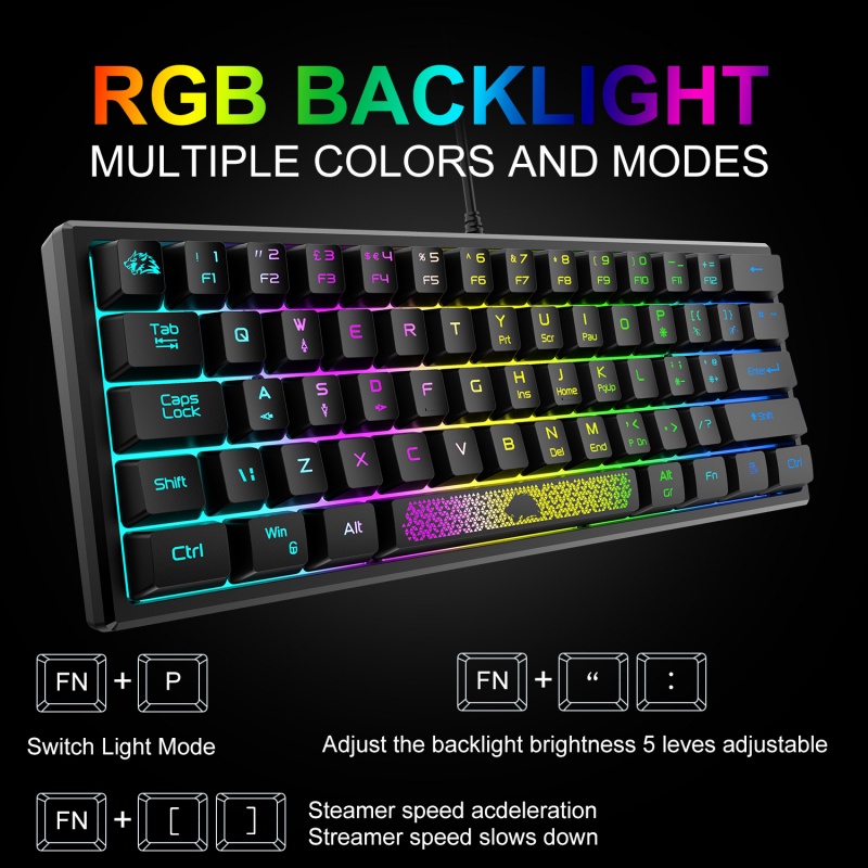 K61rgb Keyboard Gaming RGB Lighting Keyboard Mini Persen60 Keyboard Laptop Gaming Gaming