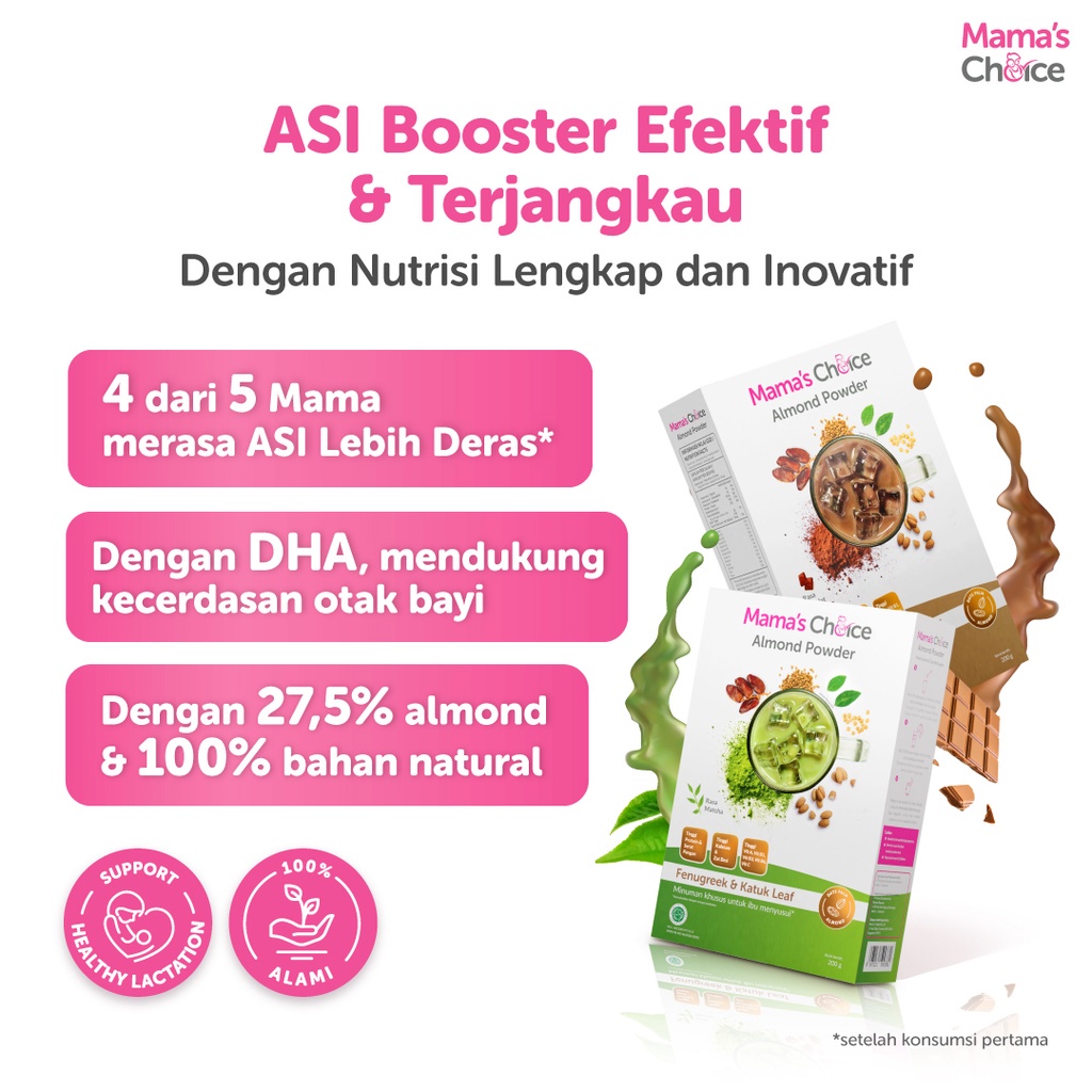 Susu Almond ASI BOOSTER | Almond Milk Powder Mama's Choice - Pelancaran ASI Terdaftar BPOM, Halal MUI, dan Natural