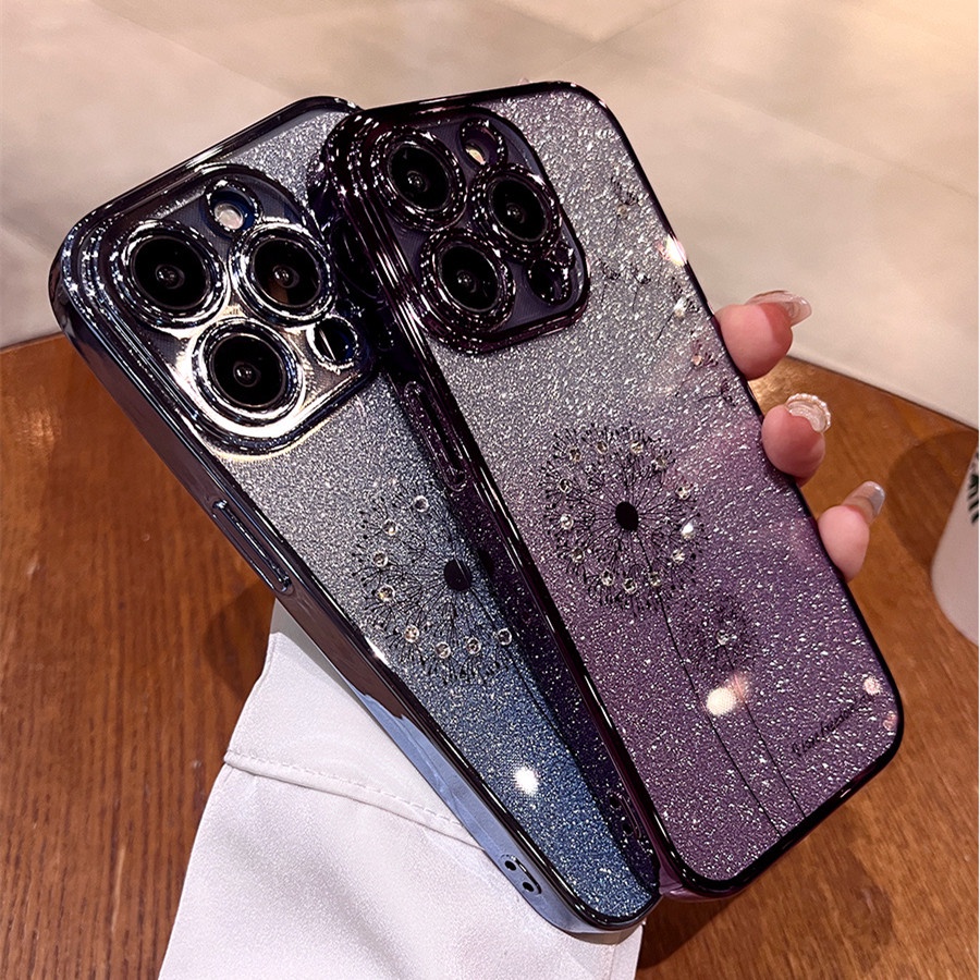 Casing Aesthetic Mewah iPhone 14 Pro Max Case Iphone12 13 Pro Max Case14 Plus 11 Pro Max Case Diamond Kamera Cakupan Penuh Berlapis TPU Perlindungan Shock Lembut Penutup Belakang