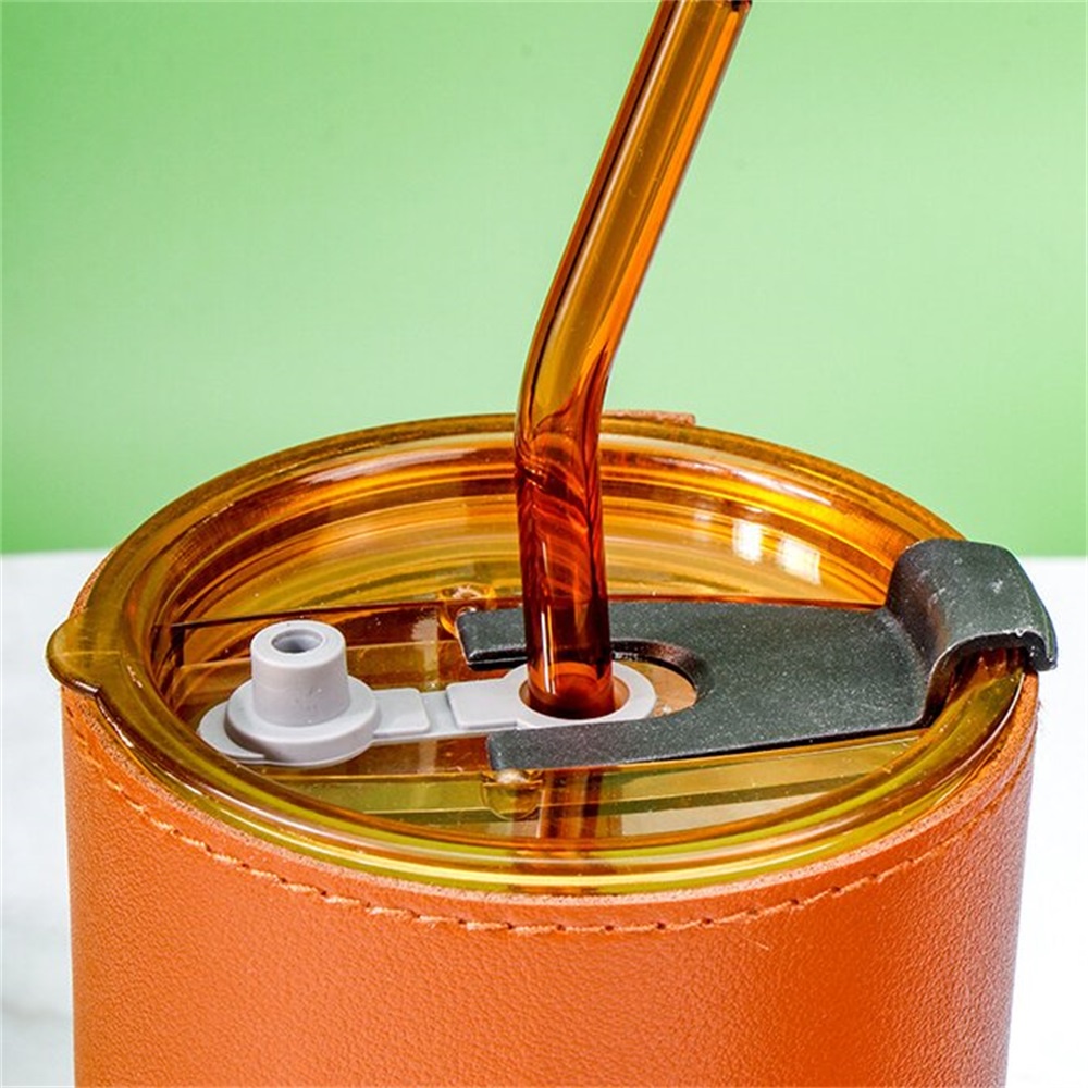 Ins Style Gelas Kaca Dengan Sedotan Portabel Bentuk Bambu Gelas Air Kopi Susu 450ml