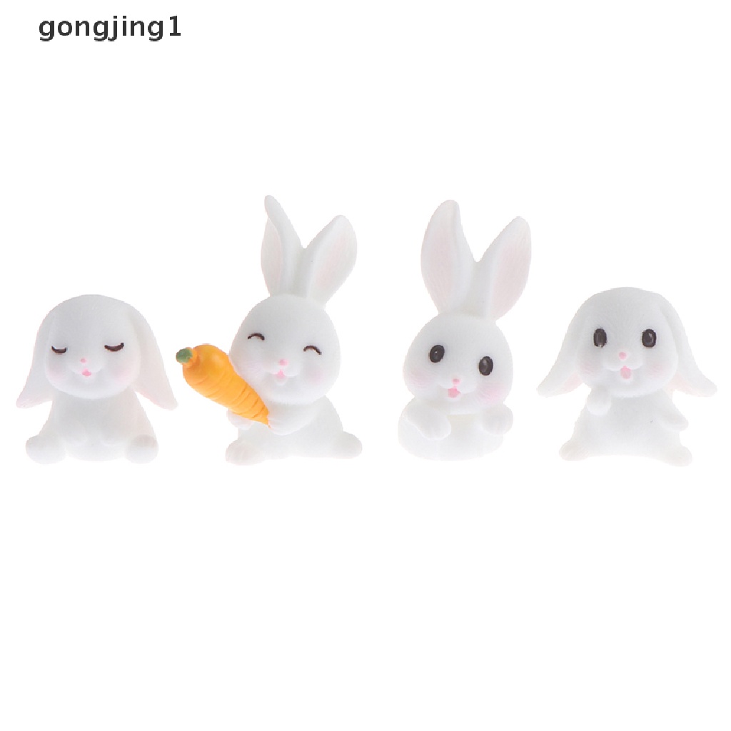 Ggg 4Pcs Easter Rabbit Carrot Miniatur Dekorasi Taman Mini Bunny Paskah Cupcake Decor ID