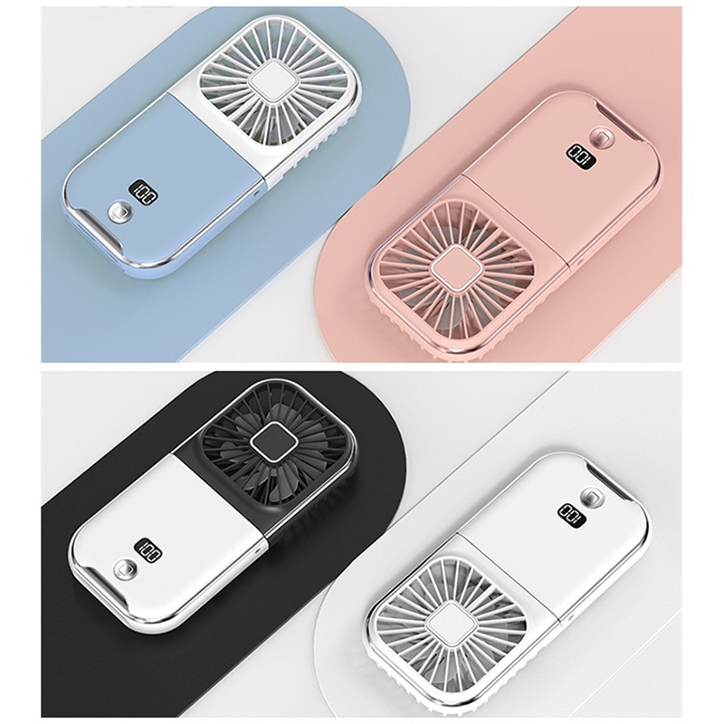 Mini Fan Portable Foldable Kipas Angin Neck Hanging Fan 5000mAh USB Adjustable Rechargeable Air Cooler Phone Holder