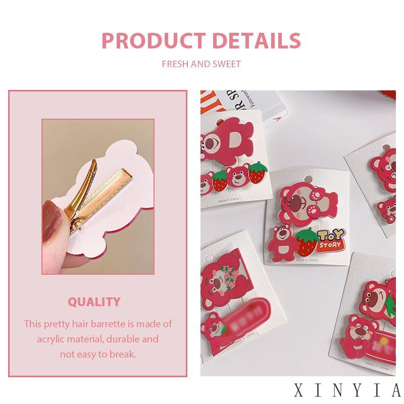 [xinyia.id11] Strawberry Bear Set Jepit Rambut Segar Manis Rambut Patah Poni Samping Klip Duckbill Clip