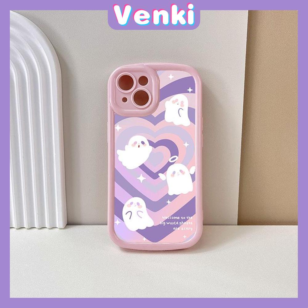 Case for iPhone 11 Soft TPU Glossy Round Edges Case Cute Cartoon Ghost and Heart Camera Protection Shockproof For iPhone 14 13 12 11 Pro Max 7 8 Plus X XR