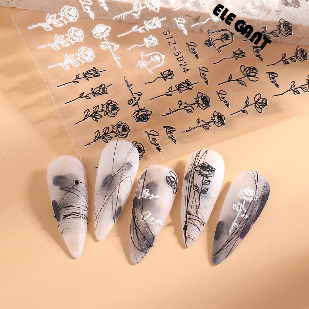 [Elegan] Self-adhesive Nail Decals Bunga Kupu-Kupu Salon Kuku Nail Art Sliders DIY Stiker Kuku Kuku Nail Art Decals Manicuring Sticker