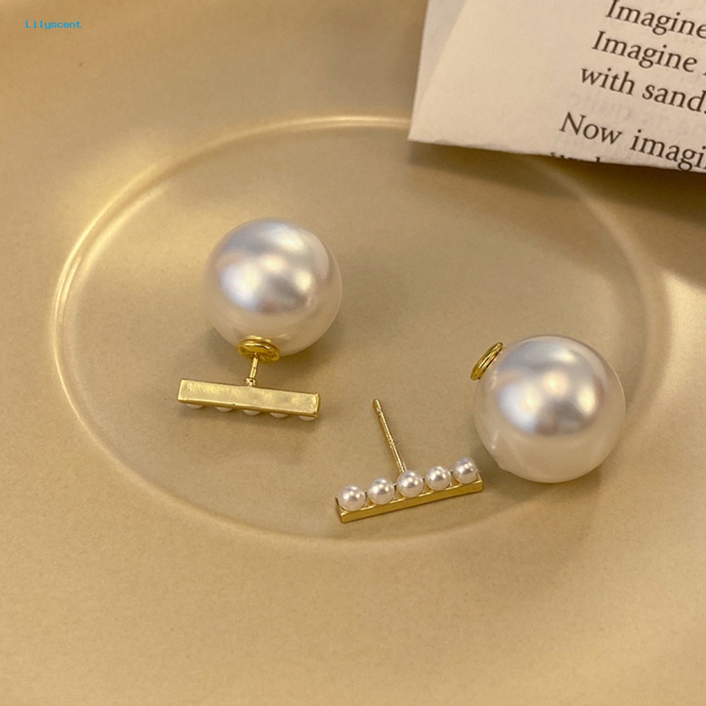 Lilyscent 1pasang Pesona Tahan Pudar Anting Perhiasan Aksesori Hypoallergenic Mutiara Imitasi Stud Earrings Eye-catching