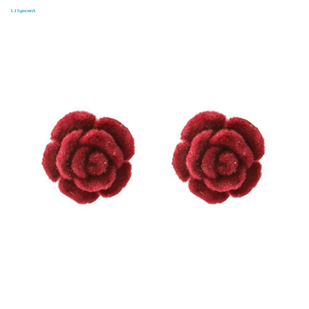 Lilyscent 1pasang Anting Wanita Ringan Untuk Pakaian Sehari-Hari Retro Simulasi Blue Rose Ear Studs Penampilan Hidup