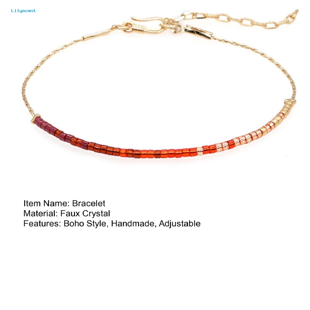 Lilyscent Bebas Alergi Lady Gelang Wanita Aksesori Wanita Boho Multicolor Beads Bracelet Faux Crystal