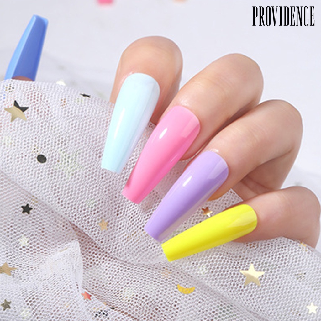 Providence 100Pcs/Box Faux Nail Patch Lipat Tanpa Jejak Bentuk T Panjang Penutup Penuh Warna-Warni Manicure Extension Fake Nail Tips Nail Salon Supply