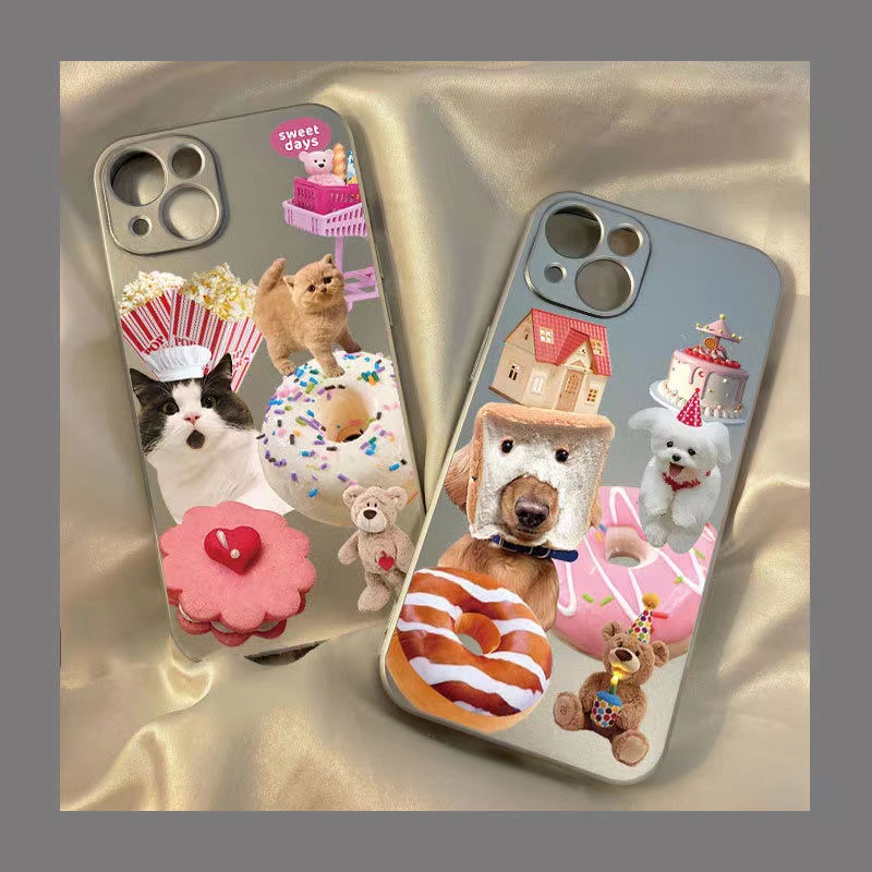 IPHONE Soft Case Kucing Lucu Kompatibel Untuk Iphone11 14 13 12 Pro XS Max XR X8+76S Plus Casing Ponsel Mini Electroplate TPU Silikon Shockproof Cover