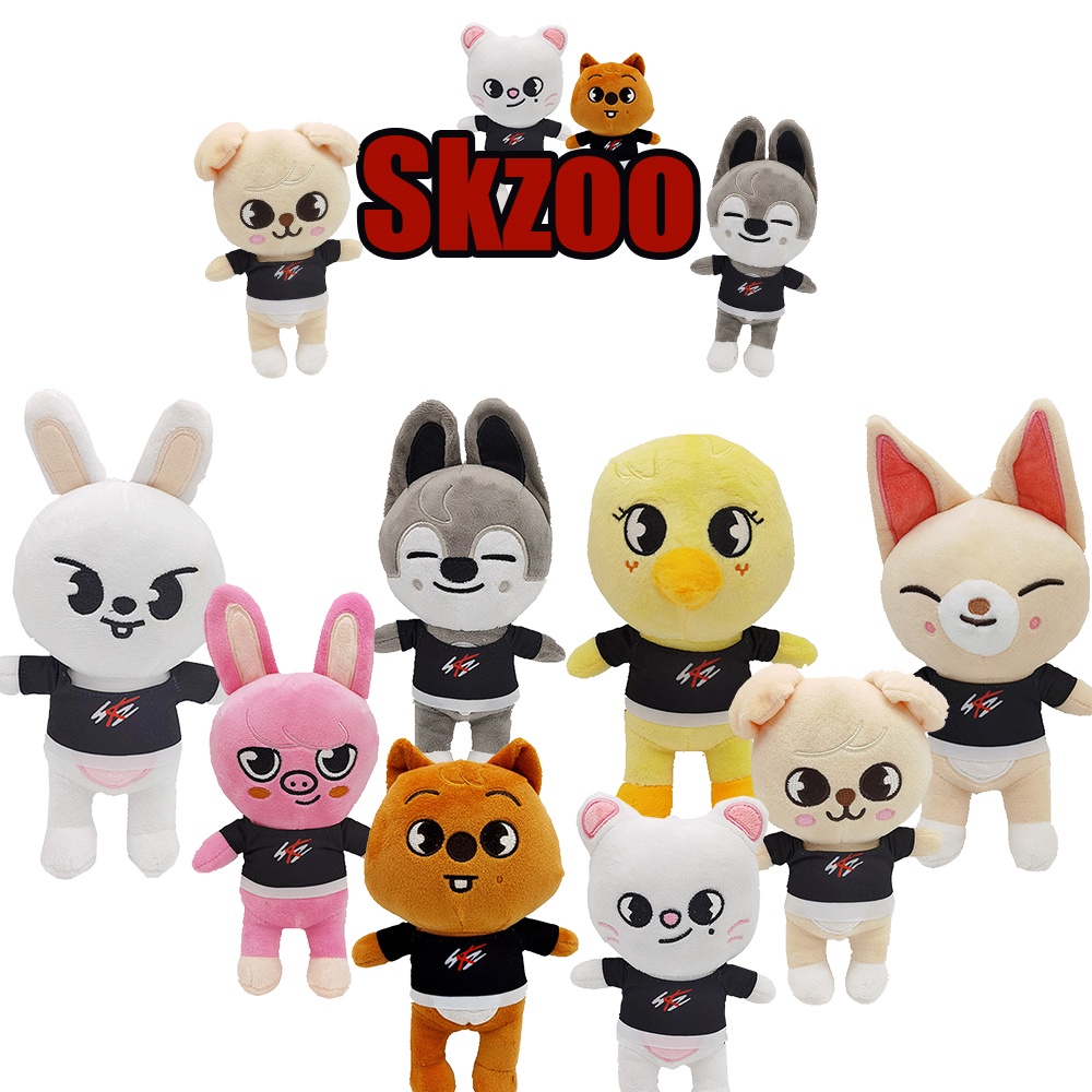 Boneka Plush Kpop SKZOO Stray Kids Anime Wolf Chan/Leebit/DWAEKKI/Jiniret/HAN QUOKKA/BbokAri/PuppyM/Foxl.Ny Plush Doll