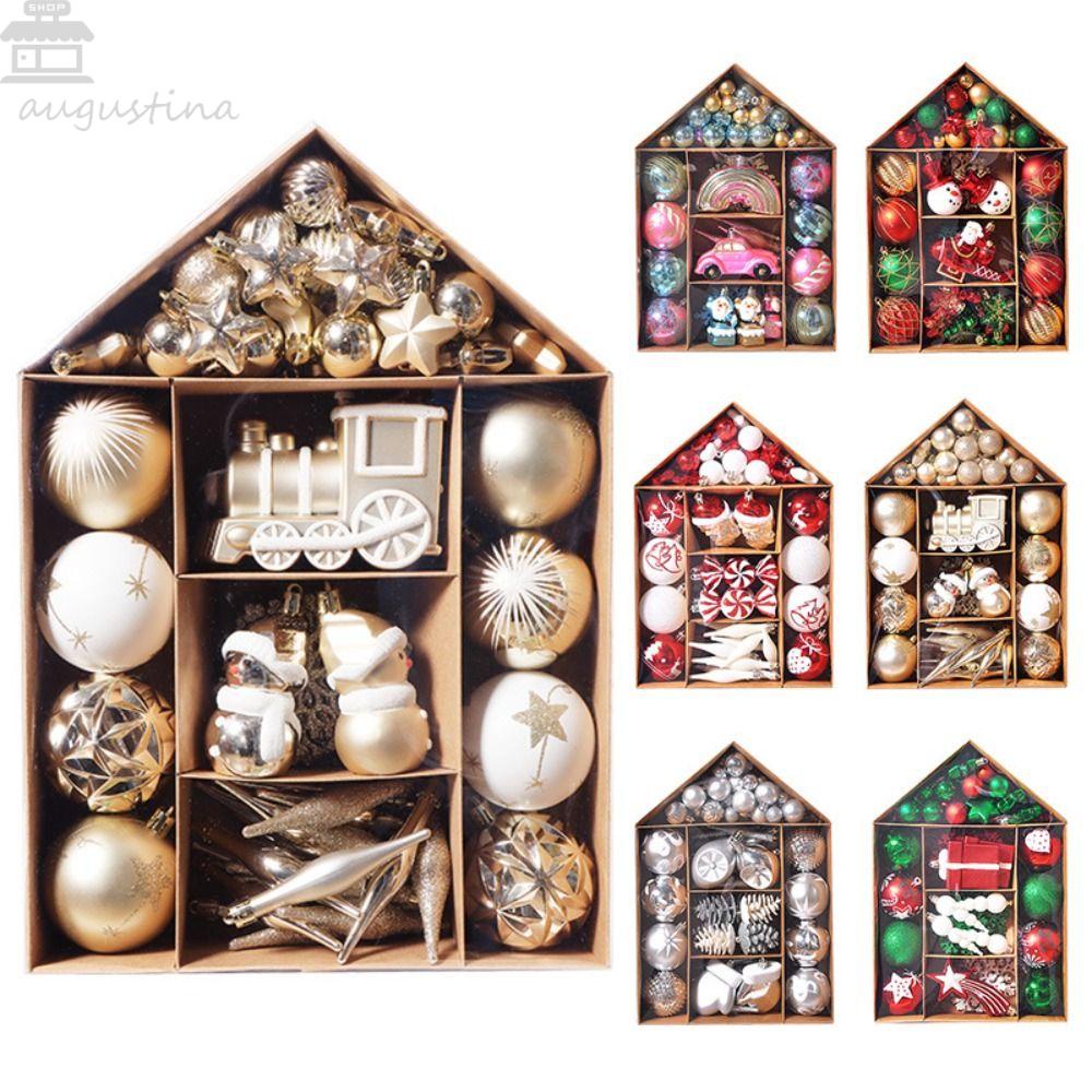 Augustina Set Ornamen Dekorasi Pohon Natal Bentuk Rumahsnowflakesanta Claus