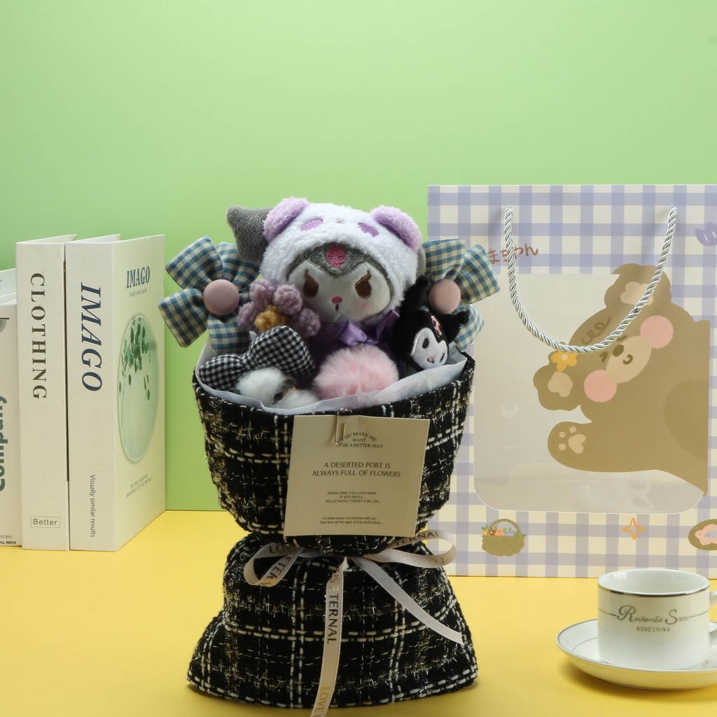 Kartun Manyo Boneka Beruang plushie Boneka Buket cinnamoroll Melody kuromi Mainan Mewah Bunga Hari Valentine Hadiah Ulang Tahun