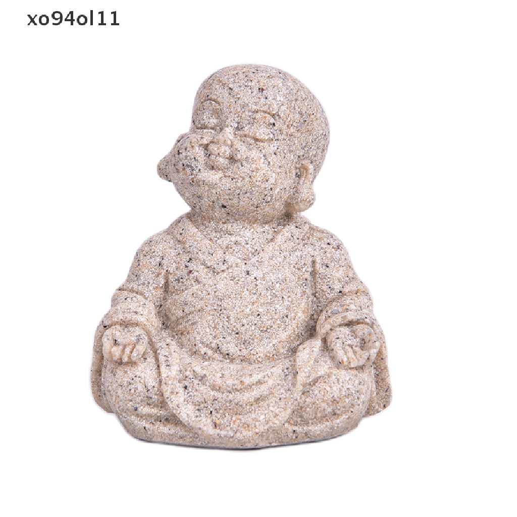 Patung Monk Kecil XO Patung Buddha Batu Pasir Fengshui Patung Dekorasi Rumah OL