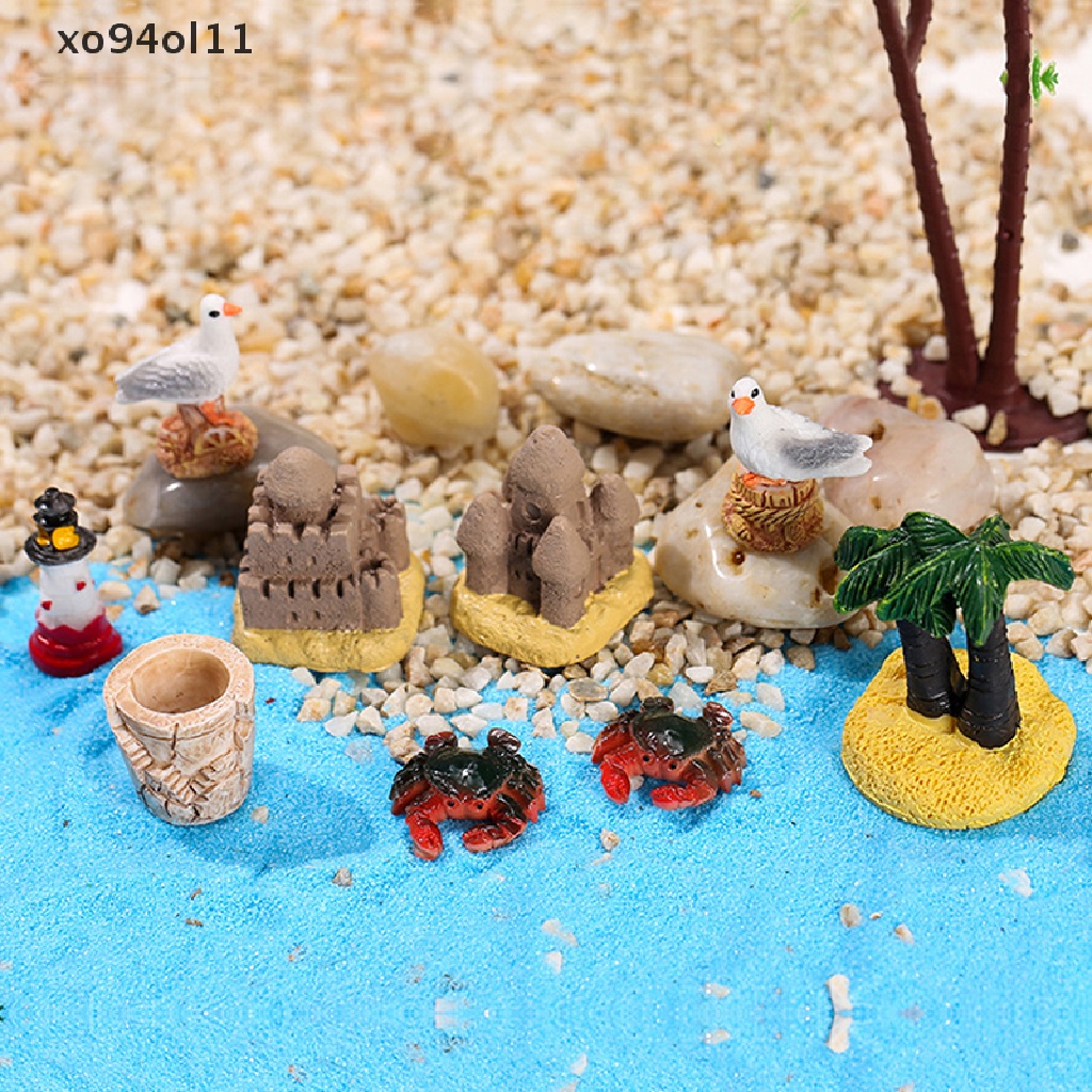 Xo Gaya Pantai Laut Miniatur Kerai Buatan Umbella Kursi Jangkar Lanskap Mikro Untuk Taman Pastoral DIY Aksesoris Decor OL