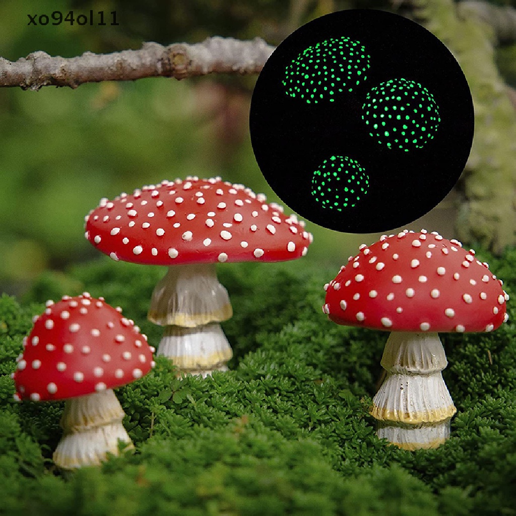 Xo Jamur Mini Glow In The Dark Kerajinan Tangan Fairy Garden Miniatur Hiasan Taman OL