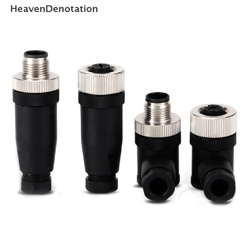 [HeavenDenotation] 1pc Konektor sensor M12 3per4 /5Pin male/female Steker Sudut Lurus/Kanan HDV