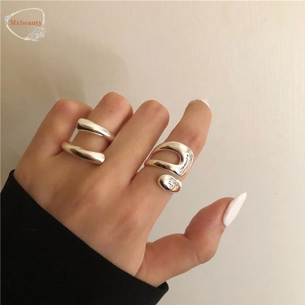 Mxbeauty Pembukaan Cincin Rasa Tinggi Hadiah Berongga Tidak Teratur Halus Buatan Tangan Perhiasan Fashion