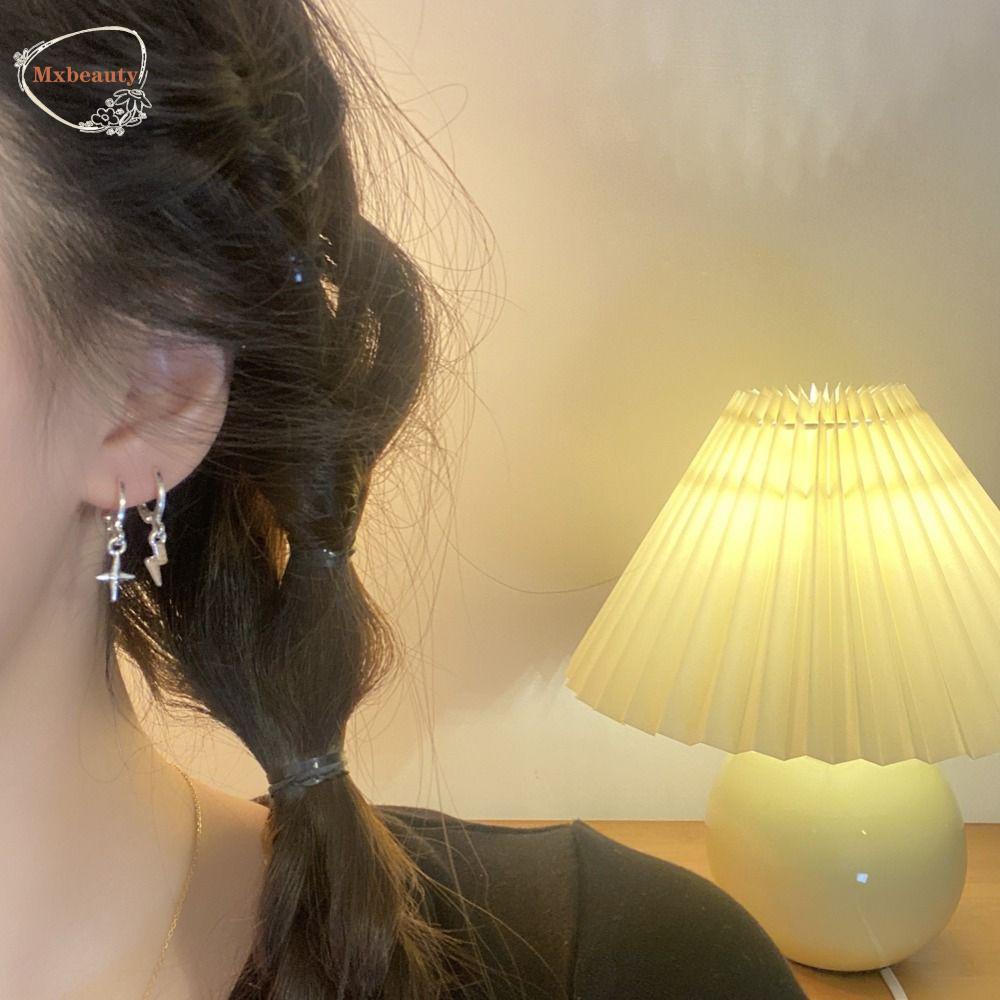 Mxbeauty Wanita Menjuntai Anting Kreatif Lady Star Anting Liontin Dasi Kupu-Kupu Tembaga Motif Kotak-Kotak Fashion Hoop Earrings