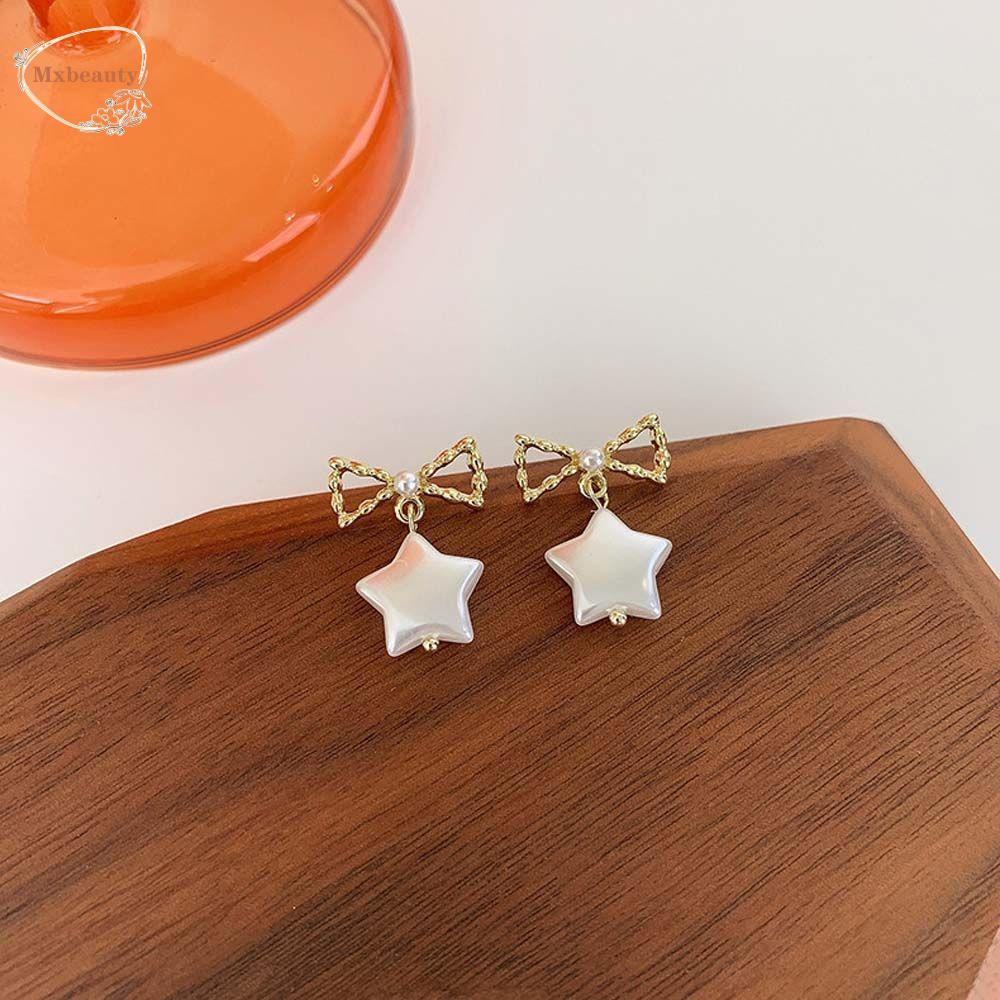 Mxbeauty Anting Tusuk Mutiara Geometris Manis Wanita Kartun Alloy Gadis Gaya Korea Earrings
