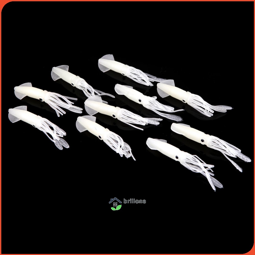 LIE GAO Umpan Pancing Luminous Squid Soft Bait Lure 10 PCS