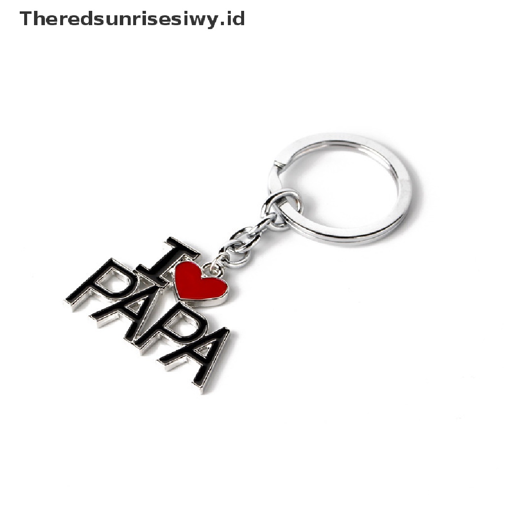 # Kado Mom &amp; PAPA DIY # Huruf Fashion I Love Mom/Dad Enamel Liontin Gantungan Kunci Keyring Hadiah Ibu Bapak~