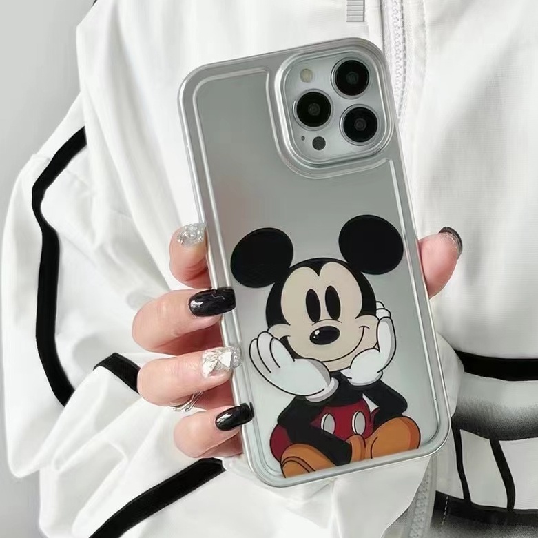 IPHONE Imd Casing Ponsel Kartun Mickey Cocok Untuk Iphone14 13 12 11 Pro Max All Inclusive Electroplating Anti Jatuh Soft Casing