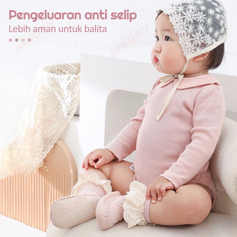 Aikoky Kaos Kaki Sepatu Ruffle Bayi Prewalker Anti Slip 0-2 Tahun