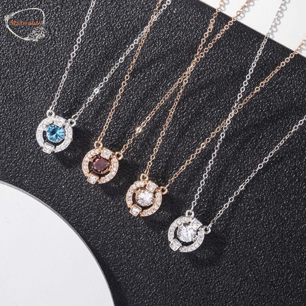 Mxbeauty Wanita Kalung Hadiah Ulang Tahun Shinny Mewah Elegan Perhiasan Fashion Indah Zirkon Liontin