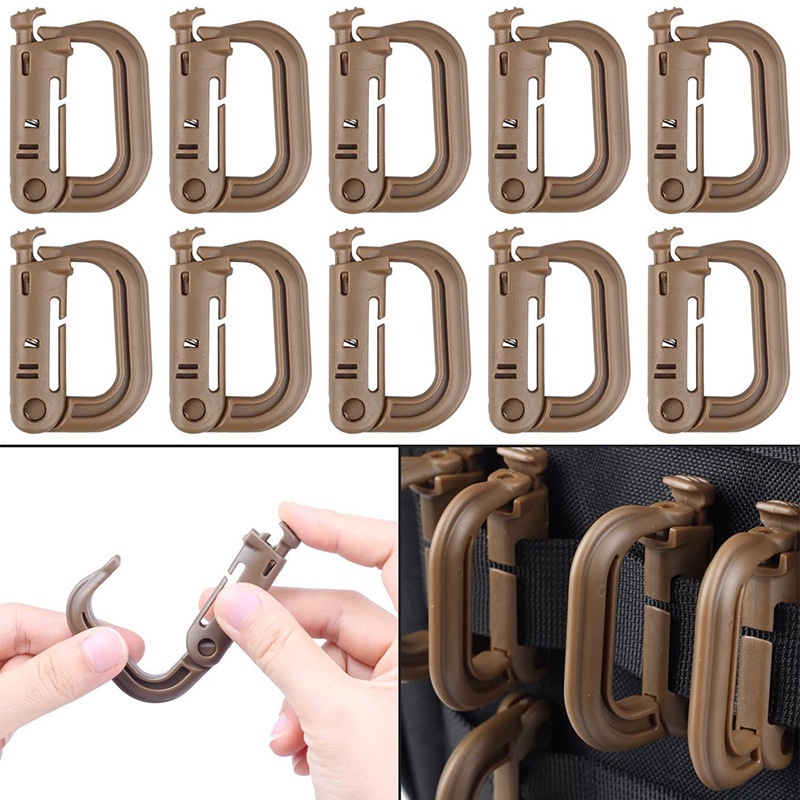 Plasctic Shackle Carabiner D-ring Klip Snap lock Camp Shackle Bag Tactical D-lock Gantungan Hook Multifungsi Outdoor Portable Alat Gesper Gunung