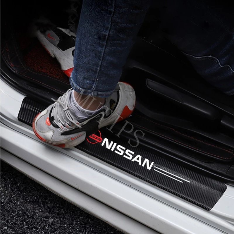 Nissan 9Pcs Stiker Pintu Mobil Carbon Fiber Sill Protection Auto Anti Gores Anti Slip Untuk Terra Livina Note Xtrail Magnite Maret Juke Skyline Kicks Navara Serena Leaf