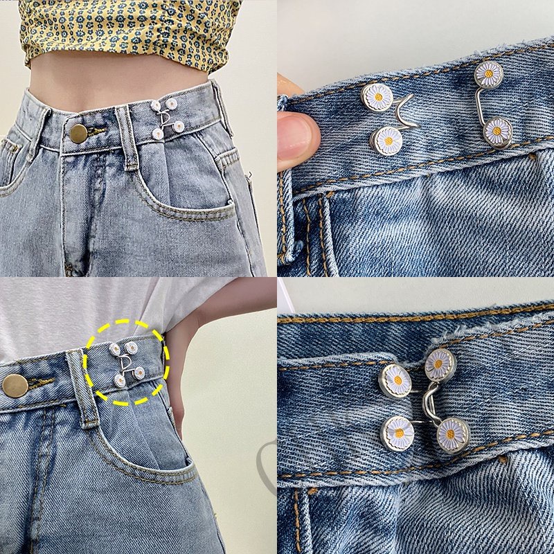 2pasang Set Bros Wanita Mengencangkan Pinggang Bros Untuk Wanita Rok Celana Jeans Adjustable Pinggang Klip Pin Logam Aksesoris Pakaian