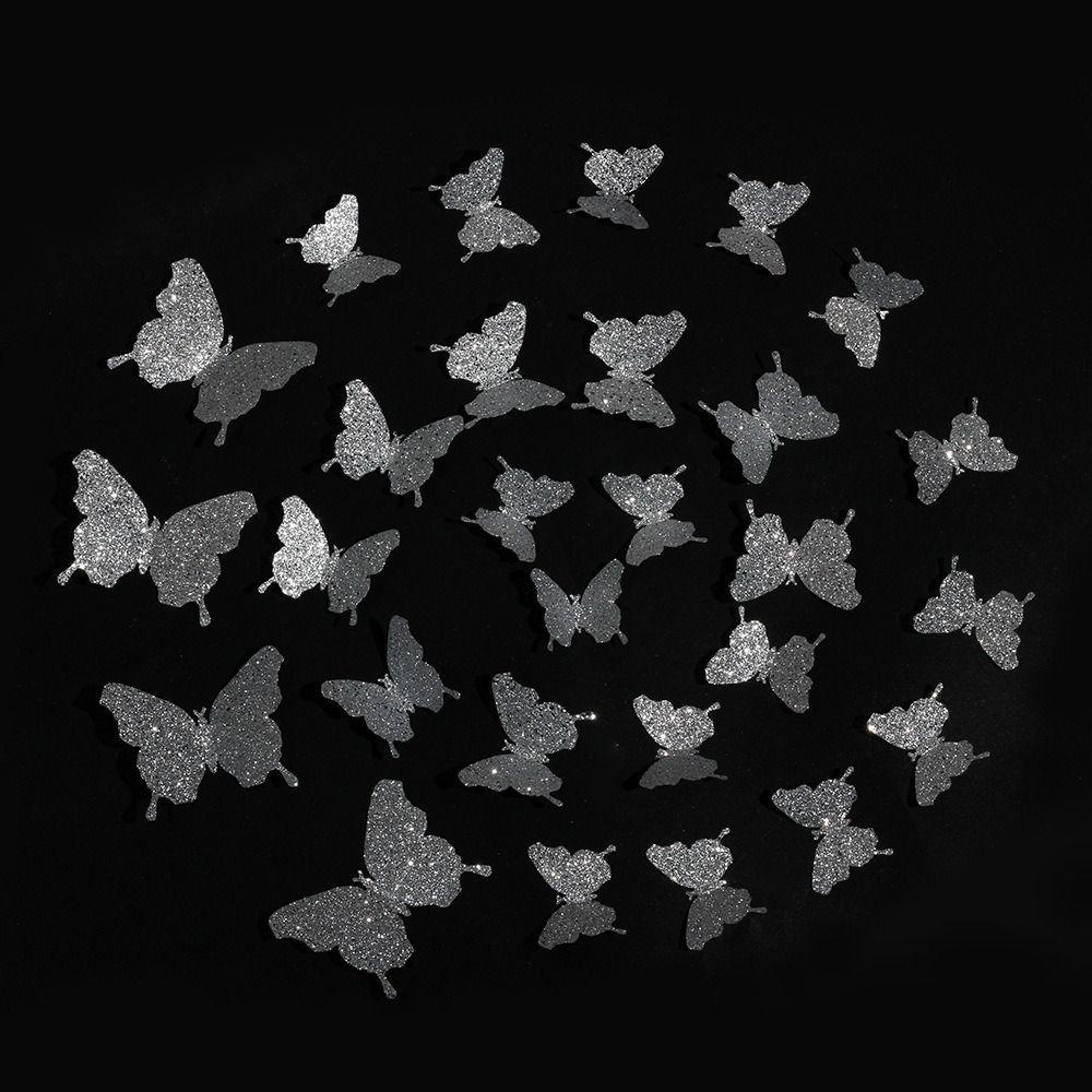 Populer 48PCS Stiker Kupu-Kupu 3D Ukuran Campur Nikmat Festival Pernikahan Dekorasi Rumah