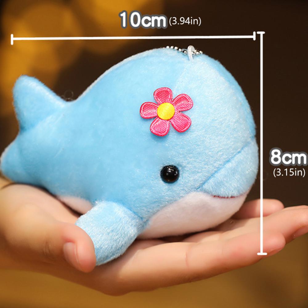 Timekey 1pc Dolphin Mainan Mewah Dengan Bunga Lucu Ikan Laut Mainan Gantungan Kunci Liontin Untuk Anak Kids F4Q5