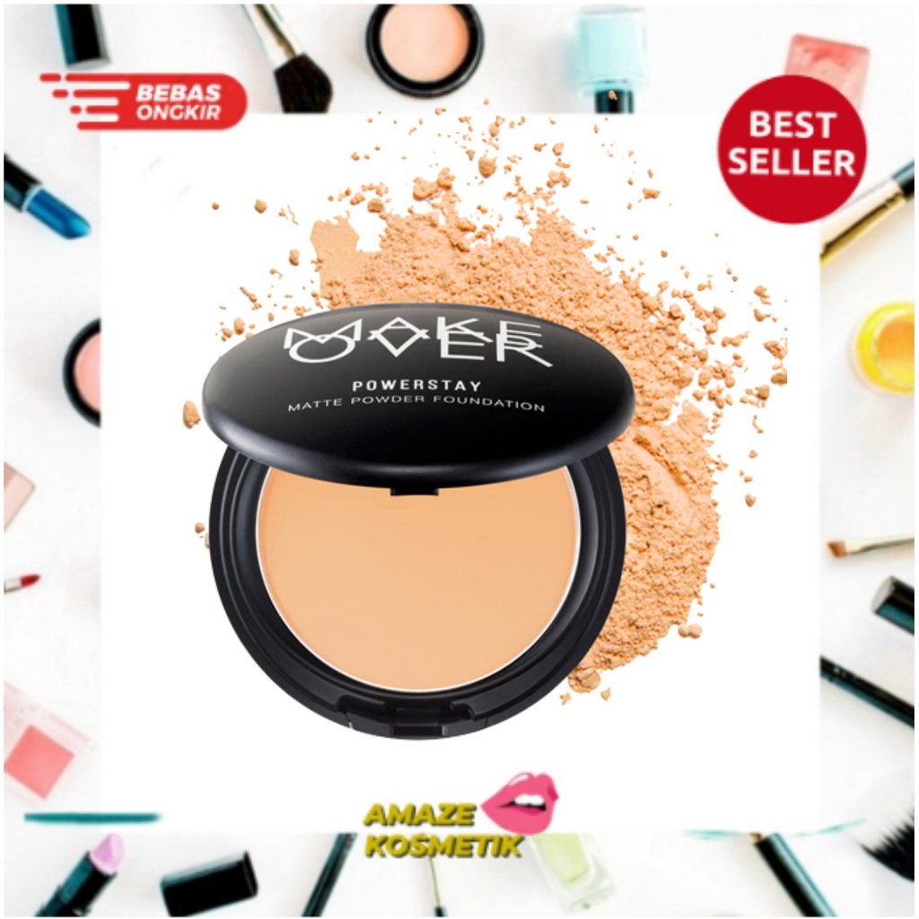 MAKE OVER Powerstay Matte Powder Foundation 12 g - Bedak Padat [ Amaze_Kosmetik ]