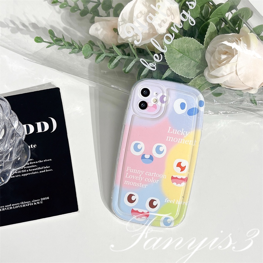 Compatible For IPhone 14 13 12 11 Pro Max X XR Xs Max 8 7 Plus SE 2020 Kompatibel Untuk Warna-Warni Monster Sabun Ponsel Case Bening TPU Soft Cover