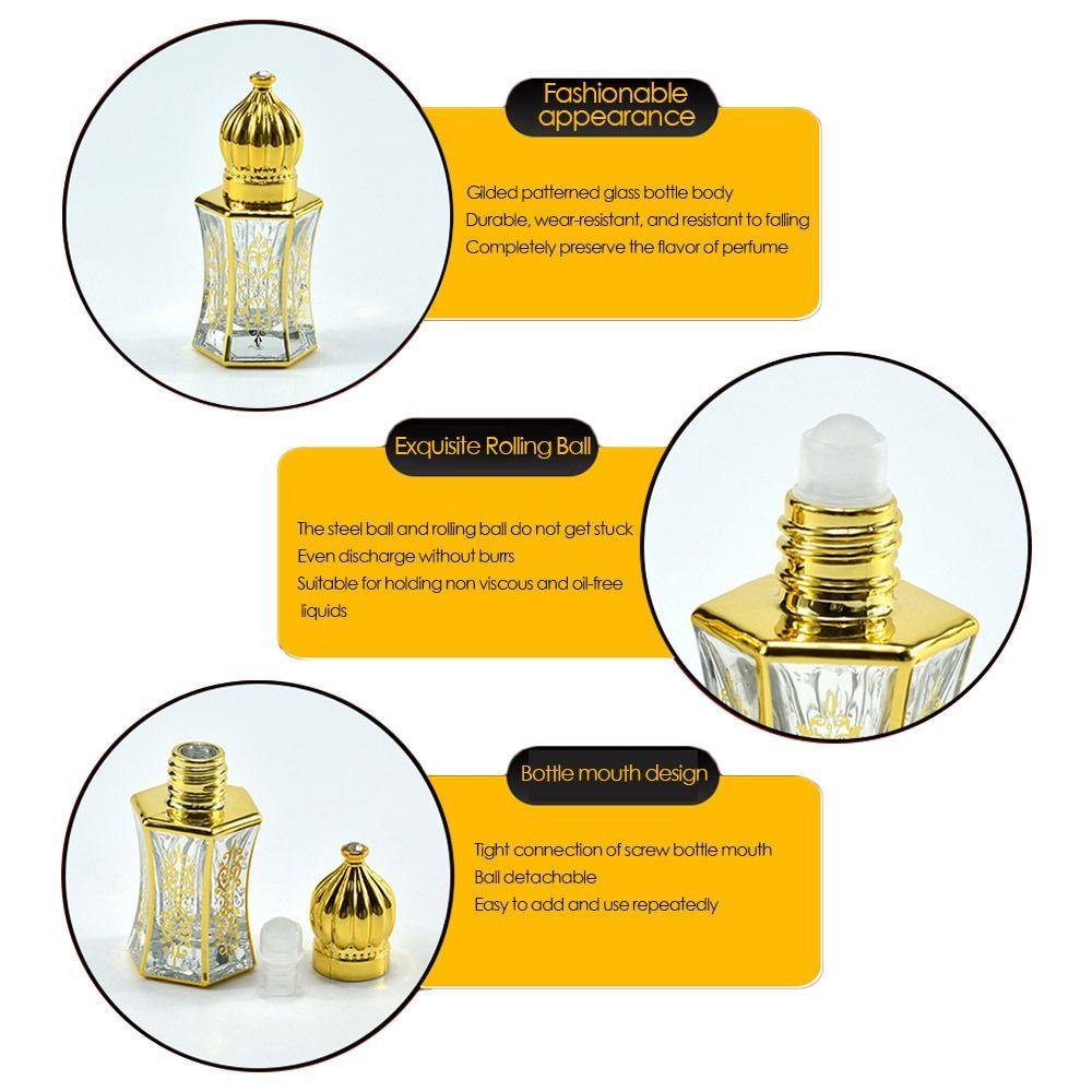 POPULAR Populer 2Pcs Roller Botol Wadah Isi Ulang Gold 7ML Kosong