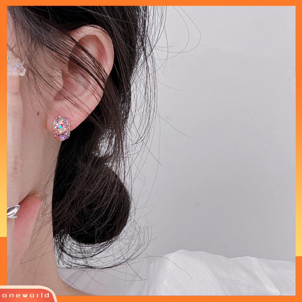 [EONE] 1pasang Anting Wanita Tidak Luntur Shinny Mewah Electroplating Cubic Zirconia Dekorasi Hypoallergenic Perempuan Trendi Stud Earrings Aksesoris Pakaian