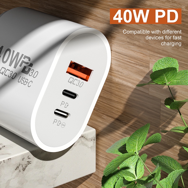 Universal Dual PD USB Port 40W Charger Ponsel Cepat/US EU Plug Tablet Charging Adapter/Kepala Charge Telepon Cocok Untuk Android