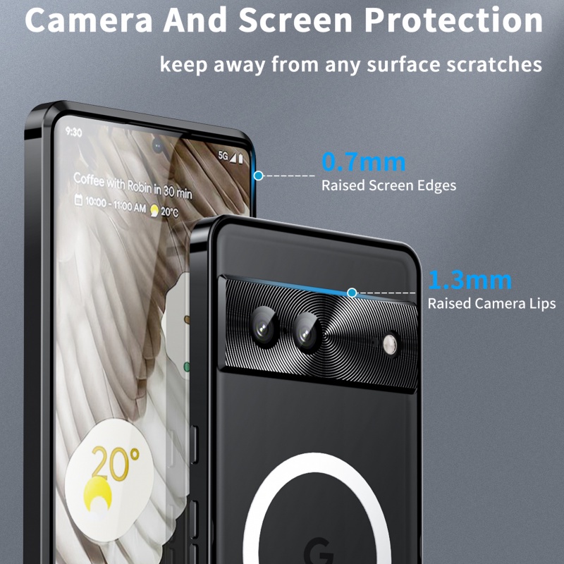 Google7/7pro Bezel Metal+Frosted Akrilik Plat Belakang Magnetik Casing Ponsel Penutup Pelindung Perisai Ajaib Berlaku
