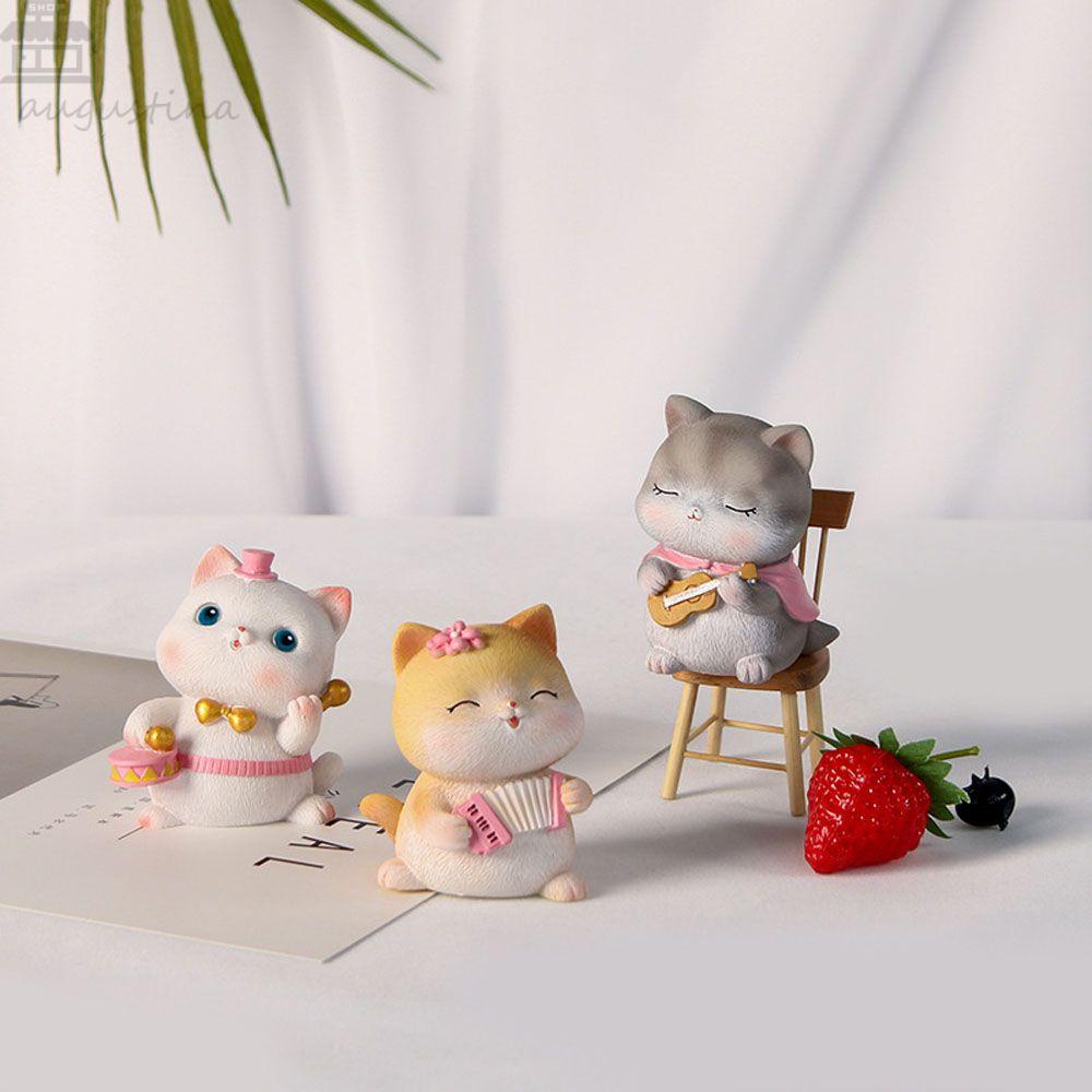 Agustinina Kucing Action Figure Hadiah Kucing Anak Mikro Landscape Dekorasi Rumah Patung Kecil Kartun Figure Ornamen