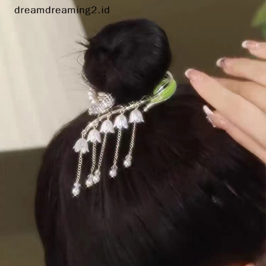 (dream) Jepit Cakar Rambut Rumbai Anggrek Fashion Berlian Imitasi Pearl Claw Clip Untuk Wanita//