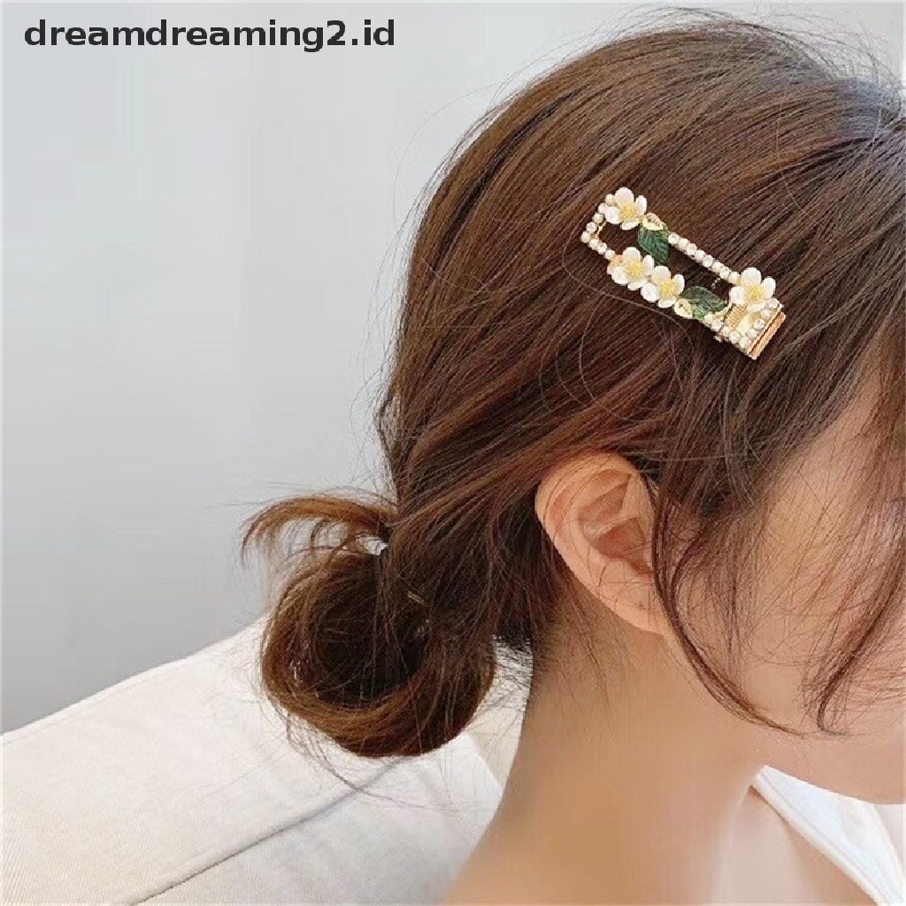 (dream) Gaya Korea Fashion Mutiara Bunga Jepit Rambut Duckbill Clip Side Clip Aksesoris Rambut//