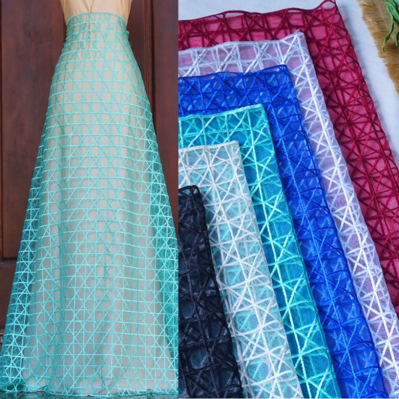 Kain Tile Kain Tulle Kain Tille  Bahan Tile   Kain Tulle Bordir  Kain tile bordir  Bahan Kebaya Kain Tile Mutiara